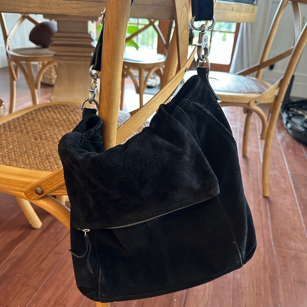 Free People Black Suede Shoulder Bag/Backpack
